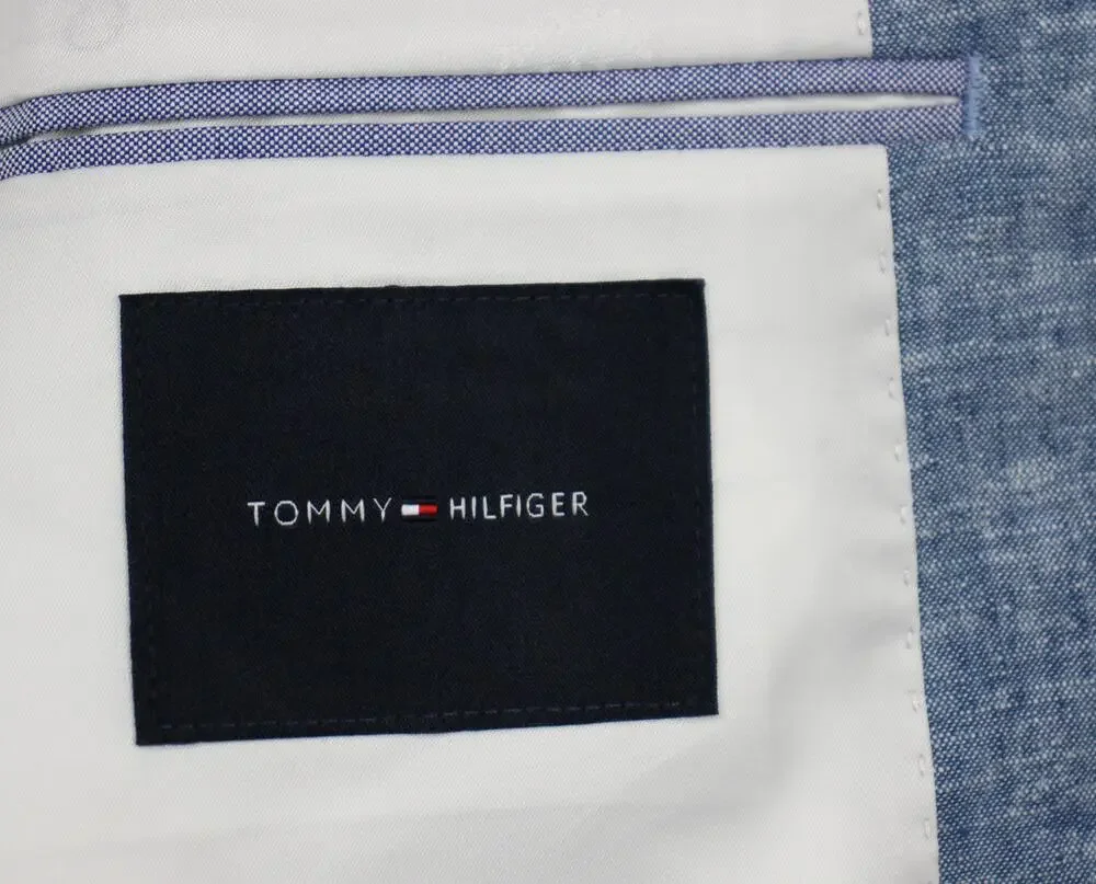 Tommy Hilfiger Conrad Sport Coat Mens 48 R Light Blue Linen Modern Fit Blazer